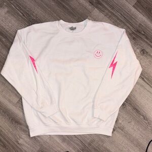 White and Pink Women's Crewneck
